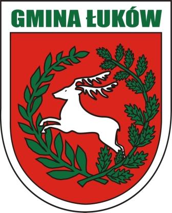 herb gminy lukow z obwodka napis zielony na strone